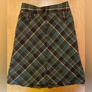 Wool blend plaid midi skirt